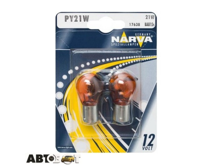 Лампа накаливания Narva PY21W 12V 21W Amber 17638B2 (2 шт.), цена: 80 грн.