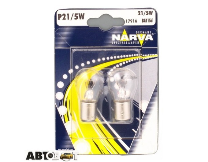 Лампа накаливания Narva P21/5W 12V 21/5W BAY15d 17916B2 (2 шт.), цена: 58 грн.