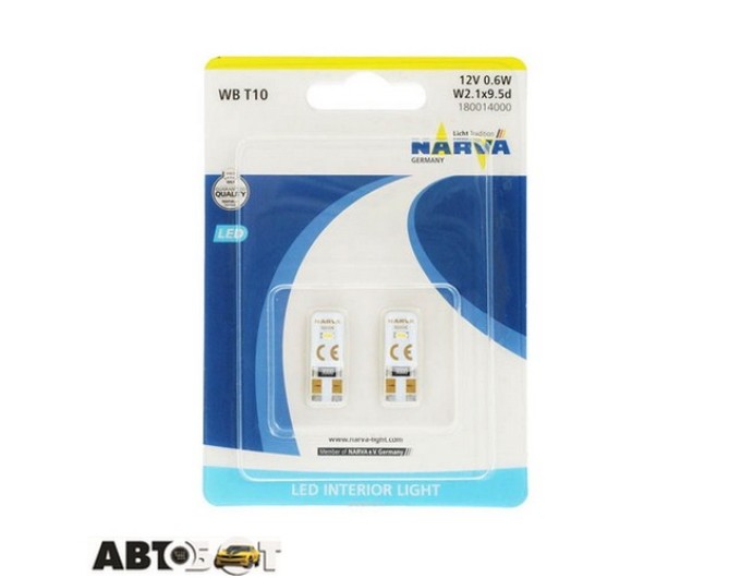 LED лампа Narva W5W 12V 0.6W 6000K 18001B2 (2 шт.), ціна: 305 грн.