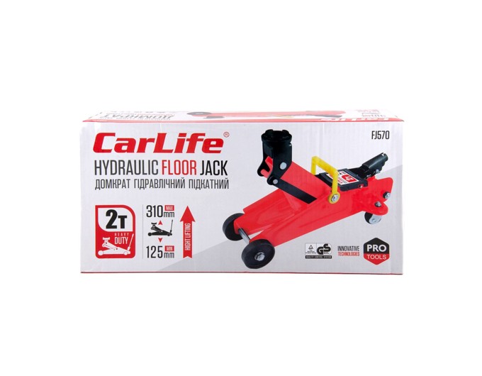 Домкрат гидравлический подкатный CarLife 2т 125-310мм, цена: 1 543 грн.