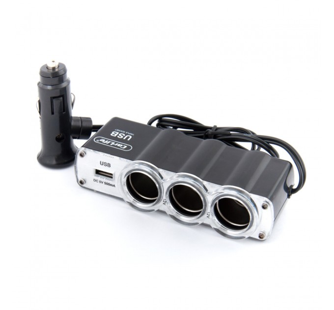 Розгалужувач прикурювача Carlife 3в1 + USB, 12В, 5A, ціна: 164 грн.