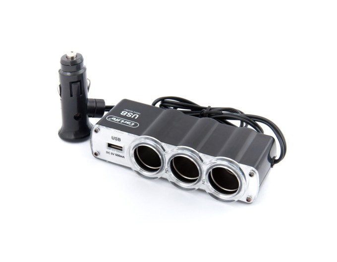 Розгалужувач прикурювача Carlife 3в1 + USB, 12В, 5A, ціна: 172 грн.
