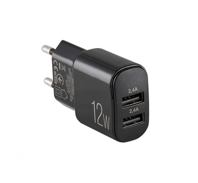 Сетевое зарядное устройство Brevia ePower 12W 2xUSB-A черный, цена: 228 грн.