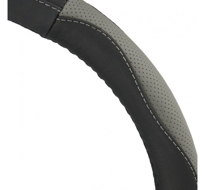 Чохол на кермо Carlife 37-39см, шкіра, чорний з сірими вставками, ціна: 408 грн.