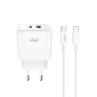 Сетевое зарядное устройство XO L138 PD30W/QC18W 1USB-A+1USB-C + Type-c кабель белый