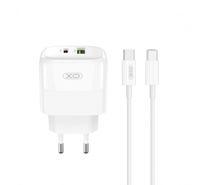 Сетевое зарядное устройство XO L138 PD30W/QC18W 1USB-A+1USB-C + Type-c кабель белый, цена: 379 грн.