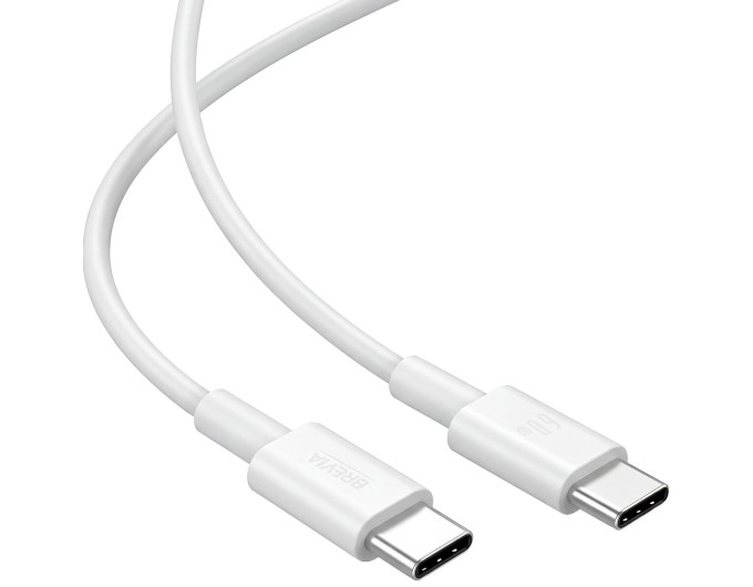 Кабель Brevia Type-C to Type-C 60W 1м, білий box, ціна: 141 грн.