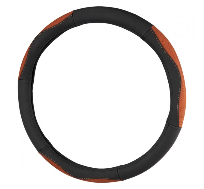 Чохол на кермо Carlife 37-39см, шкіра, чорний з коричневими вставками SW247M, ціна: 408 грн.