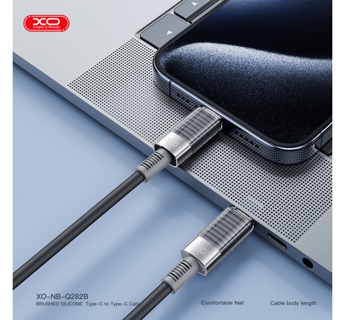 Кабель XO Brushed Silicone USB to Type-C 6A 1м черный, цена: 159 грн.