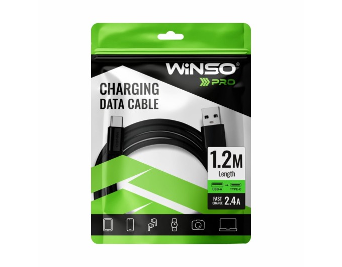Кабель Winso Pro USB to Type-C TPE 1,2м чорний, ціна: 87 грн.