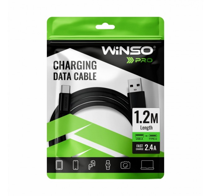 Кабель Winso Pro USB для Type-C TPE 1,2м черный, цена: 87 грн.