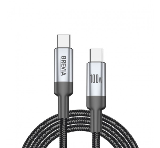 Кабель Brevia Type-C to Type-C 100W 2м, черный box, цена: 398 грн.