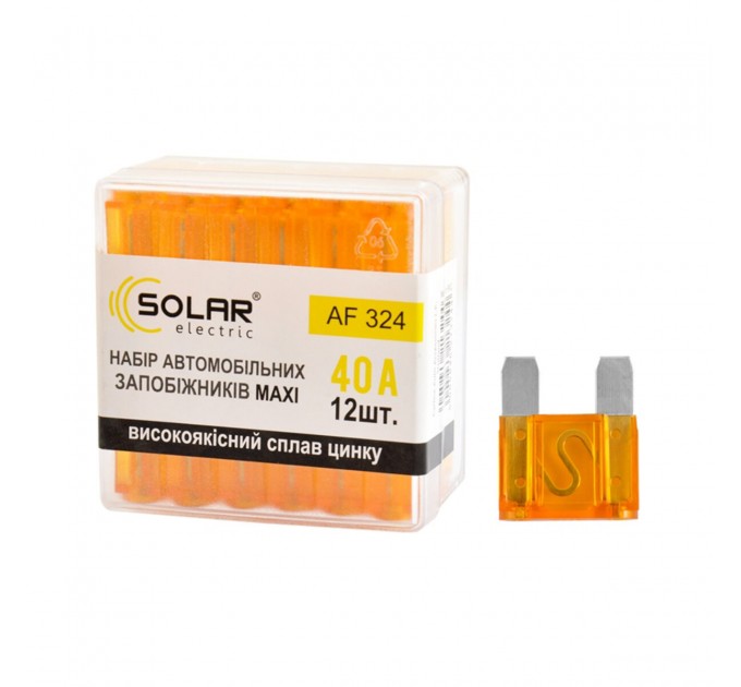 Набор предохранителей Solar "макси", цинковый сплав 40А, 12шт, цена: 215 грн.