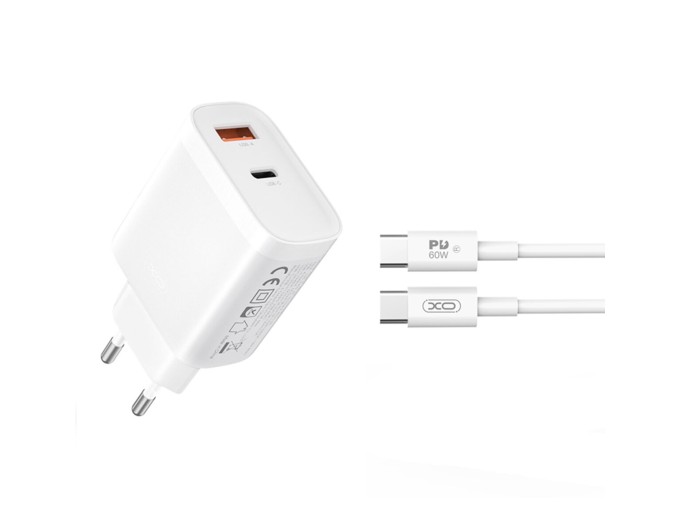 Сетевое зарядное устройство XO L116 PD30W/QC18W 1USB-C+1USB-A Type-C кабель белый, цена: 399 грн.