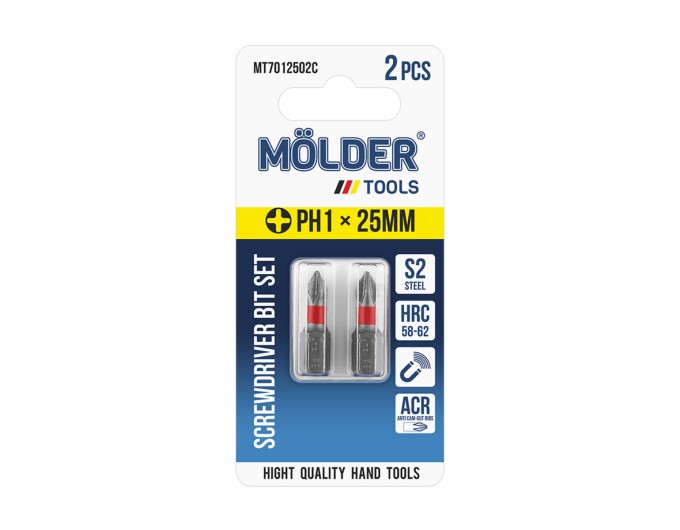 Набор бит Molder PH1x25мм 2шт (цветная маркировка), цена: 35 грн.