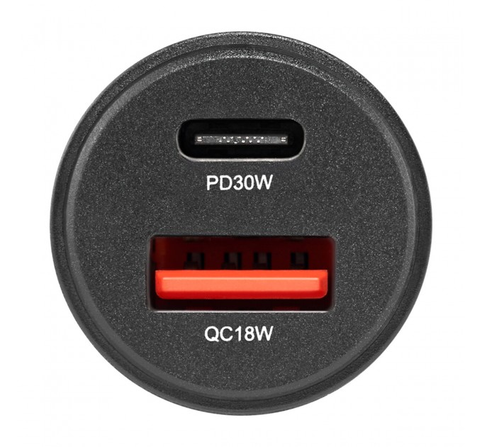 Автомобильное зарядное устройство Brevia ePower DualCharge 30W 1xUSB-C+1xUSB-A, прозрачный черный, цена: 246 грн.