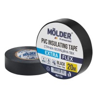 Стрічка ізоляційна ПВХ Molder 0,13x19мм 20м чорна, професійна, вогнетривка