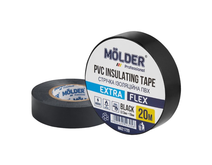 Лента изоляционная ПВХ Molder 0,13x19мм 20м черная, профессиональная, огнеупорная, цена: 40 грн.