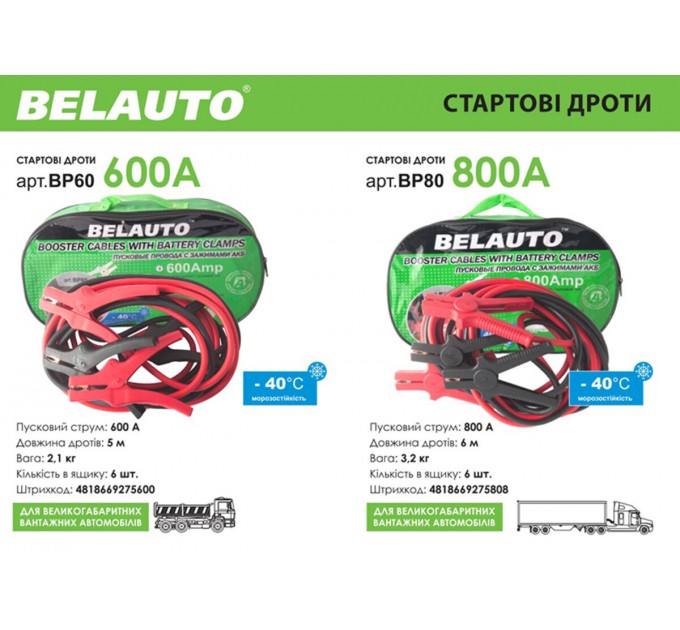 Провода-прикуриватели Белавто 600A, 5м BP60, цена: 753 грн.