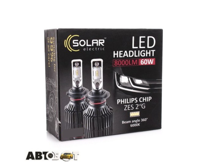 LED лампа SOLAR H4 6000K 8000Lm 12/24V 8304 (2 шт.), ціна: 1 652 грн.