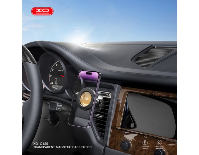 Тримач телефону автомобільний XO 129 MagSafe Specific Transparent Magnetic Suction Air Outlet Bracke чорний, ціна: 349 грн.