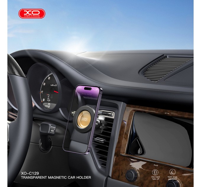 Держатель телефона автомобильный XO 129 MagSafe Specific Transparent Magnetic Suction Air Outlet Bracke черный, цена: 309 грн.