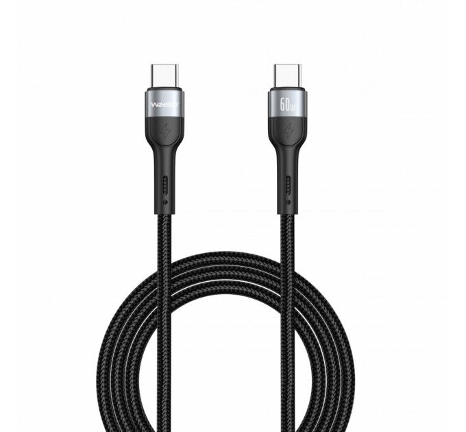 Кабель Winso Pro Type-C to Type-C 60W TPE+плетение 2м черный, цена: 161 грн.