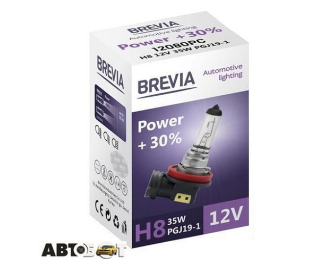 Галогенна лампа BREVIA Power +30% H8 12080PC (1 шт.), ціна: 435 грн.