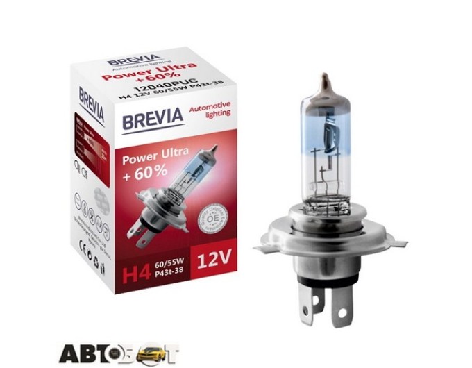 Галогенна лампа BREVIA Power Ultra +60% H4 12040PUC (1 шт.), ціна: 253 грн.