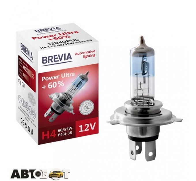  Галогенная лампа BREVIA Power Ultra +60% H4 12040PUC (1 шт.)