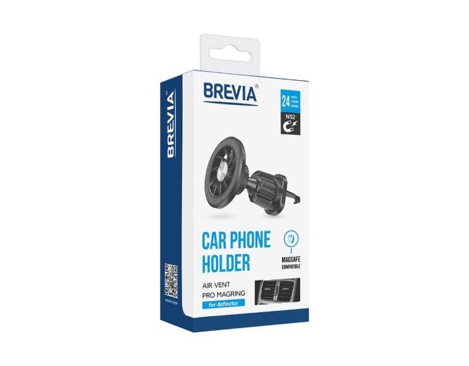 Автомобільний тримач автомобільний Brevia Air Vent Pro MagRING для дефлектора, магнітний Magsafe, чорний, ціна: 329 грн.