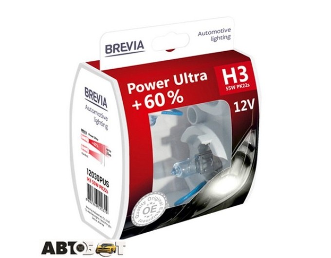 Галогенна лампа BREVIA Power Ultra +60% H3 12030PUS (2 шт.), ціна: 365 грн.