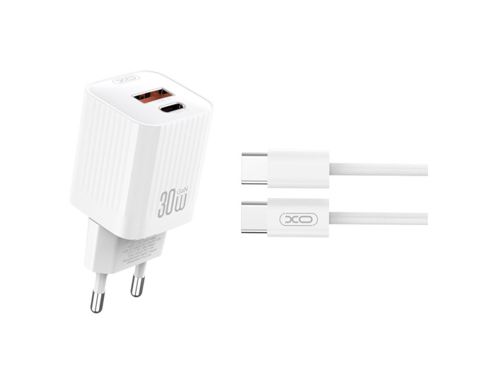 Сетевое зарядное устройство XO L149 PD30W 1USB-A+1USB-C + Type-C кабель белый, цена: 369 грн.