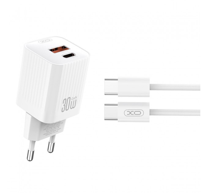 Сетевое зарядное устройство XO L149 PD30W 1USB-A+1USB-C + Type-C кабель белый, цена: 329 грн.