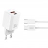 Сетевое зарядное устройство XO L149 PD30W 1USB-A+1USB-C + Type-C кабель белый, цена: 329 грн.