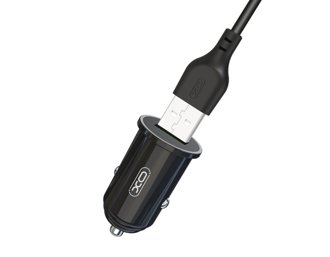 Автомобильное зарядное устройство XO TZ12 QC3.0 18W + Lightning кабель черный, цена: 189 грн.