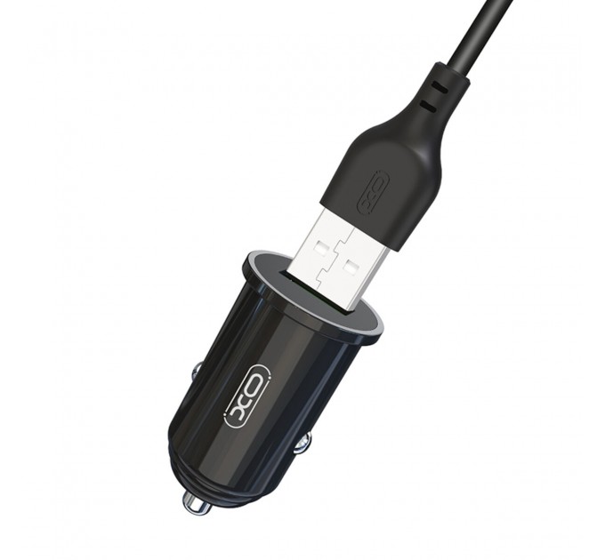 Автомобильное зарядное устройство XO TZ12 QC3.0 18W + Lightning кабель черный, цена: 169 грн.
