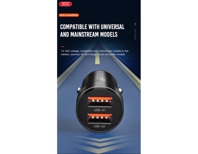 Автомобильное зарядное устройство XO CC48 Smart Dual USB Metal черный, цена: 119 грн.