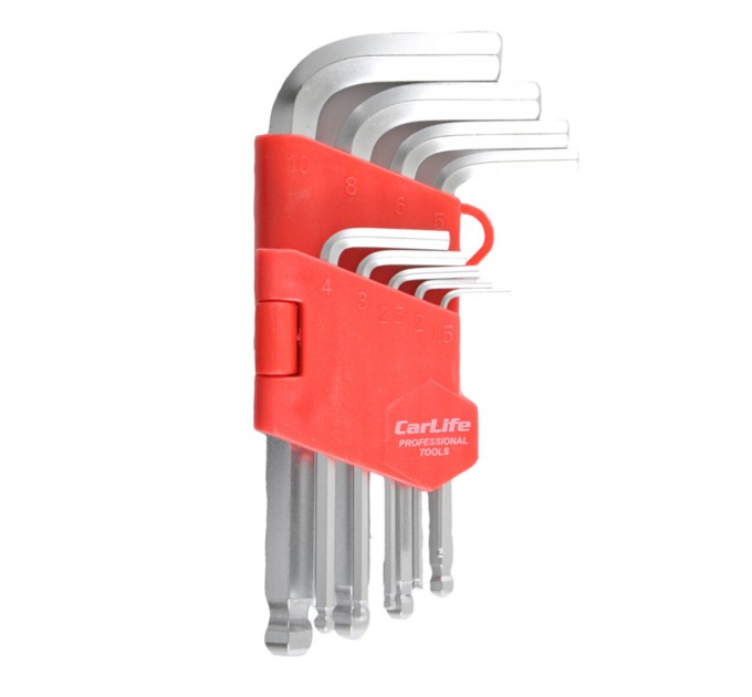 Набір ключів Carlife CR-V matt Г-подібних з шар. након-м, 1.5-10мм, короткі, 9шт, ціна: 96 грн.