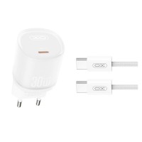 Сетевое зарядное устройство XO L150 30W Single USB-C + Type-C кабель белый
