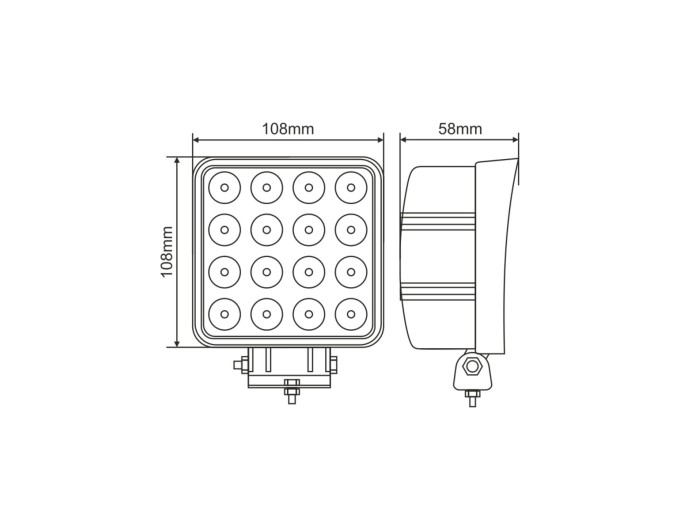 Фара світлодіодна Brevia Epistar white Flood 10-30V, 48W (16x3W), 3520Lm, 1шт, ціна: 595 грн.