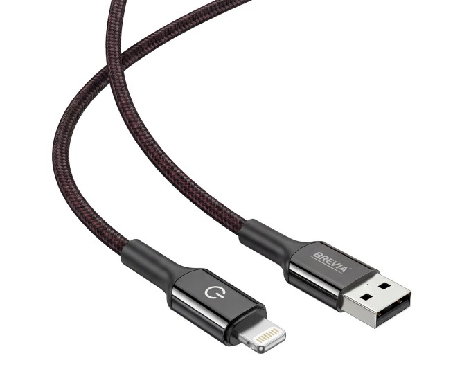 Кабель Brevia USB to Lightning 2,4А 1,2м, чорний box, ціна: 258 грн.