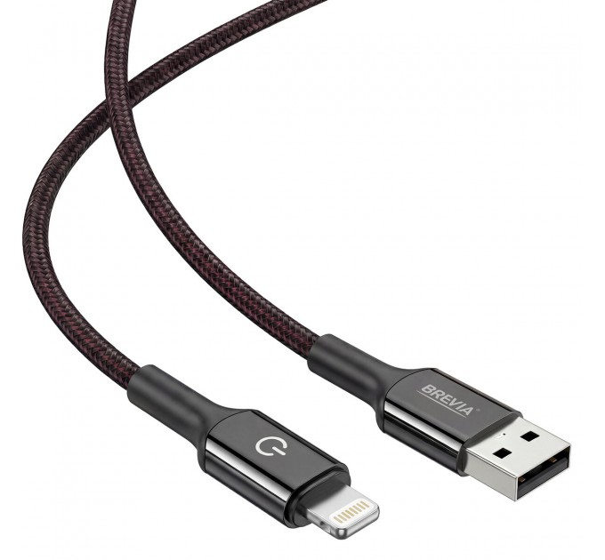 Кабель Brevia USB to Lightning 2,4А 1,2м, черный box, цена: 252 грн.