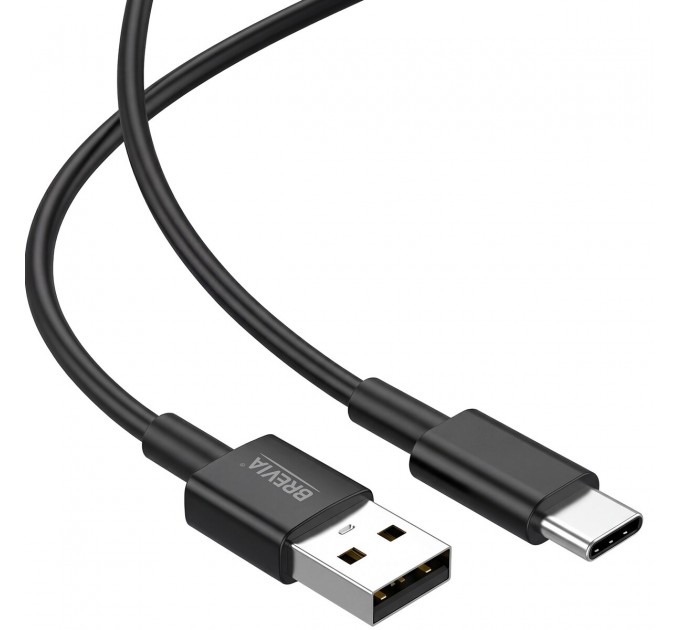 Кабель Brevia USB to Type-C 2,4А 1м, черный ZIP, цена: 104 грн.