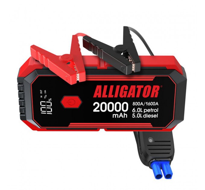 Пусковий пристрій Alligator Jump Starter 800A/1600A 20000mAh зі Smart-клемами, ціна: 3 673 грн.