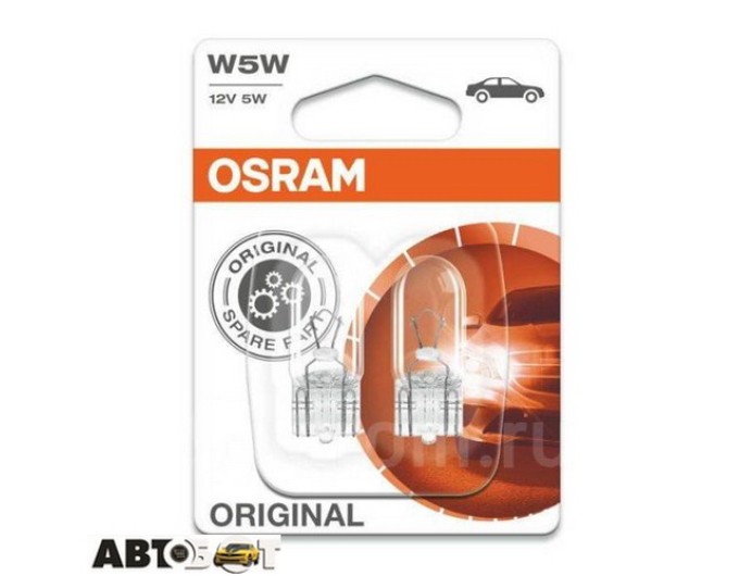 Лампа накаливания Osram W2.1x9.5d 12V 5W 2825-02B (2шт.), цена: 75 грн.