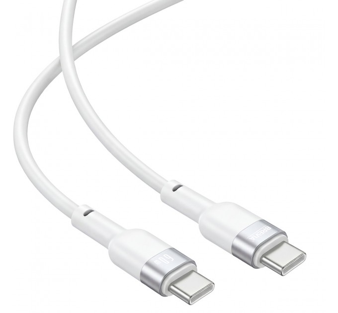 Кабель Brevia Type-C to Type-C 60W 1,2м, белый ZIP, цена: 150 грн.