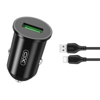 Автомобильное зарядное устройство XO TZ12 QC3.0 18W + Type-c кабель черный