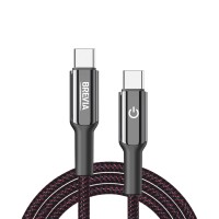 Кабель Brevia Type-C to Type-C 60W 1,2м, черный box