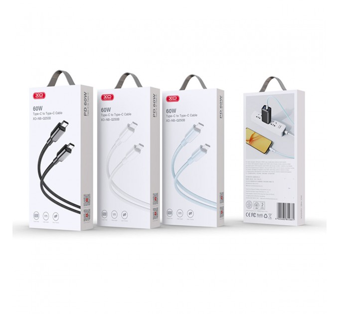 Кабель XO PVC Shiny Colorful Type-C to Type-C 60W 1м белый, цена: 119 грн.